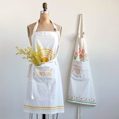 Cheerful Embroidered Cotton Apron Set of 2