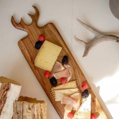 Deer Antler Acacia Wood Cheese Board