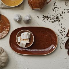 Debossed Botanical Stoneware Platter