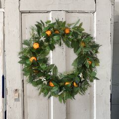 Decorative Cedar Wreath With Orange Blossoms