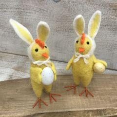 Decorative Chick With Bunny Ears Set of 2