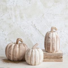 Decorative Hand Carved Wood Pumpkin