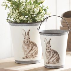 Decorative Handled Rabbit Buckets Set of 2
