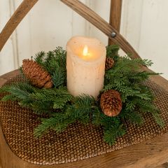 Decorative Pine Candle Wreath Set of 2