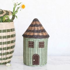 Decorative Rattan Basket House With Lid