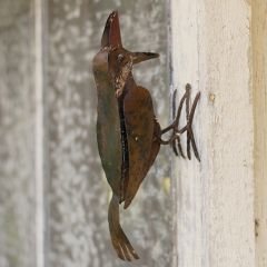 Decorative Rustic Metal Woodpecker Figure