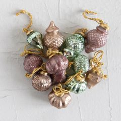 Decorative Weathered Glass Ornaments Set of 12