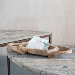 Decorative Wood Display Bowl With Handles