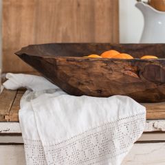 Deep Wooden Dough Bowl With Handles
