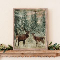 Deer In Winter Vintage Reproduction Canvas Wall Art