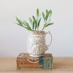 Deer Print Embossed Terracotta Pitcher