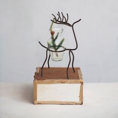 Deer Stand With Glass Vase