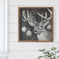 Deer With Ornaments BW Wall Art