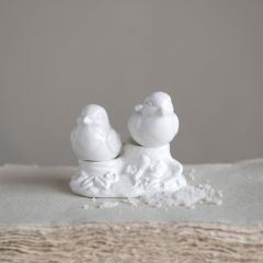 Bird Salt and Pepper Shakers With Stump