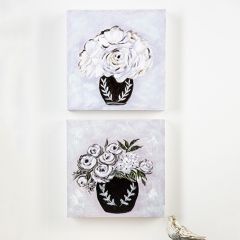 Floral Canvas Cottage Wall Art Set of 2