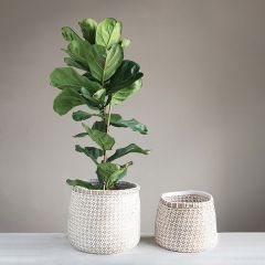 Diamond Dot Seagrass and Paper Basket Set of 2