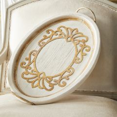 Distressed and Gold Scroll Decorative Tray
