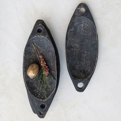 Distressed Black Found Decorative Wood Tray