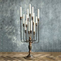 Distressed Black Iron Candelabra