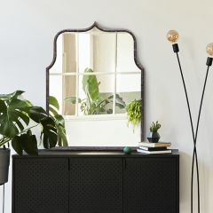 Distressed Black Metal Frame Wall Mirror