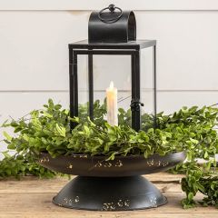 Distressed Black Pedestal Compote