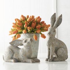 Distressed Bunny Statues Set of 2