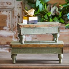 Distressed Farmhouse Footed Riser Set of 2