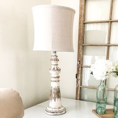 Distressed Farmhouse Table Lamp With Shade Set of 2