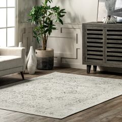 Distressed Floral Ivory Area Rug