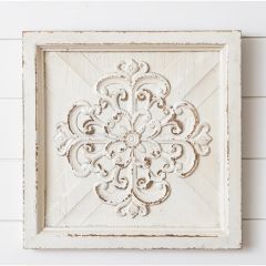 Distressed Floral Medallion Wooden Wall Decor