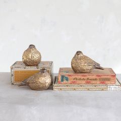 Distressed Gold Finish Tabletop Bird Figurines Set of 3