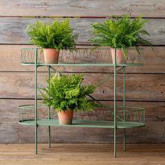 Distressed Green Tiered Plant Stand