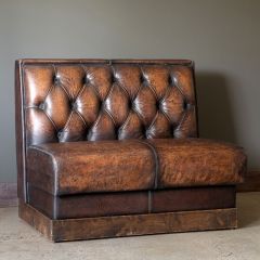 Distressed Leather Restaurant Booth