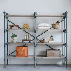 Distressed Metal And Wood 4 Tier Shelf