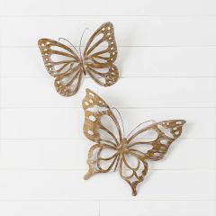 Distressed Metal Butterfly Wall Decor Set of 2