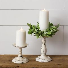Distressed Metal Farmhouse Candle Holders Set of 2