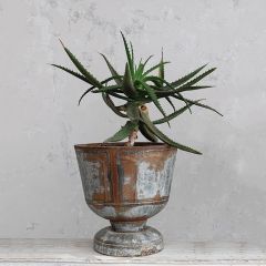 Distressed Metal Footed Planter Pot 16 Inch
