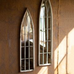 Distressed Painted Iron Church Mirror Set of 2 