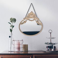 Distressed Pewter Frame Hanging Wall Mirror