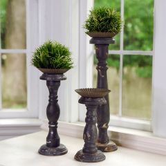 Distressed Pillar Candle Holder Collection 17 Inch