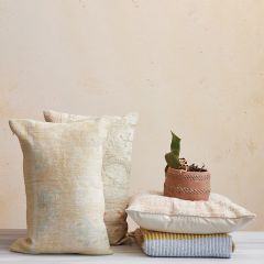 Distressed Print Cotton Chenille Lumbar Pillows Set of 2