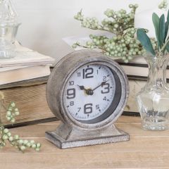 Distressed Round Metal Table Clock
