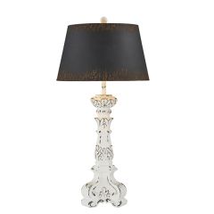 Distressed Table Lamp With Black Shade