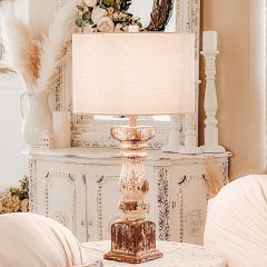 Distressed Table Lamp With Neutral Shade