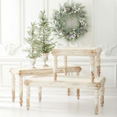 Distressed Wood Accent Table Collection Set of 3