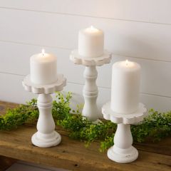 Distressed Wood Flower Candle Holders Set of 3