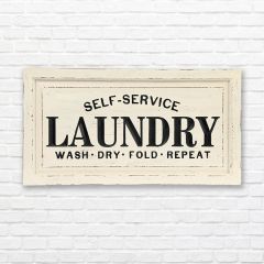 Distressed Wooden Laundry Wall Sign