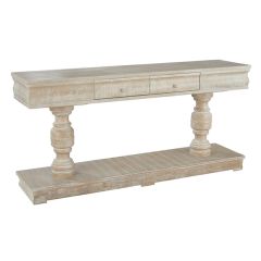 Double Pedestal Pine Wood Console Table