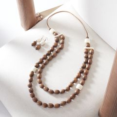Double Strand Bead Necklace and Earring Set