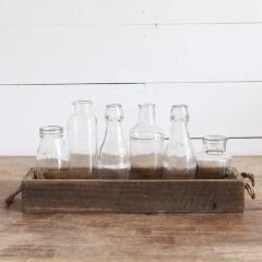 Glass Bottles in Wooden Tray